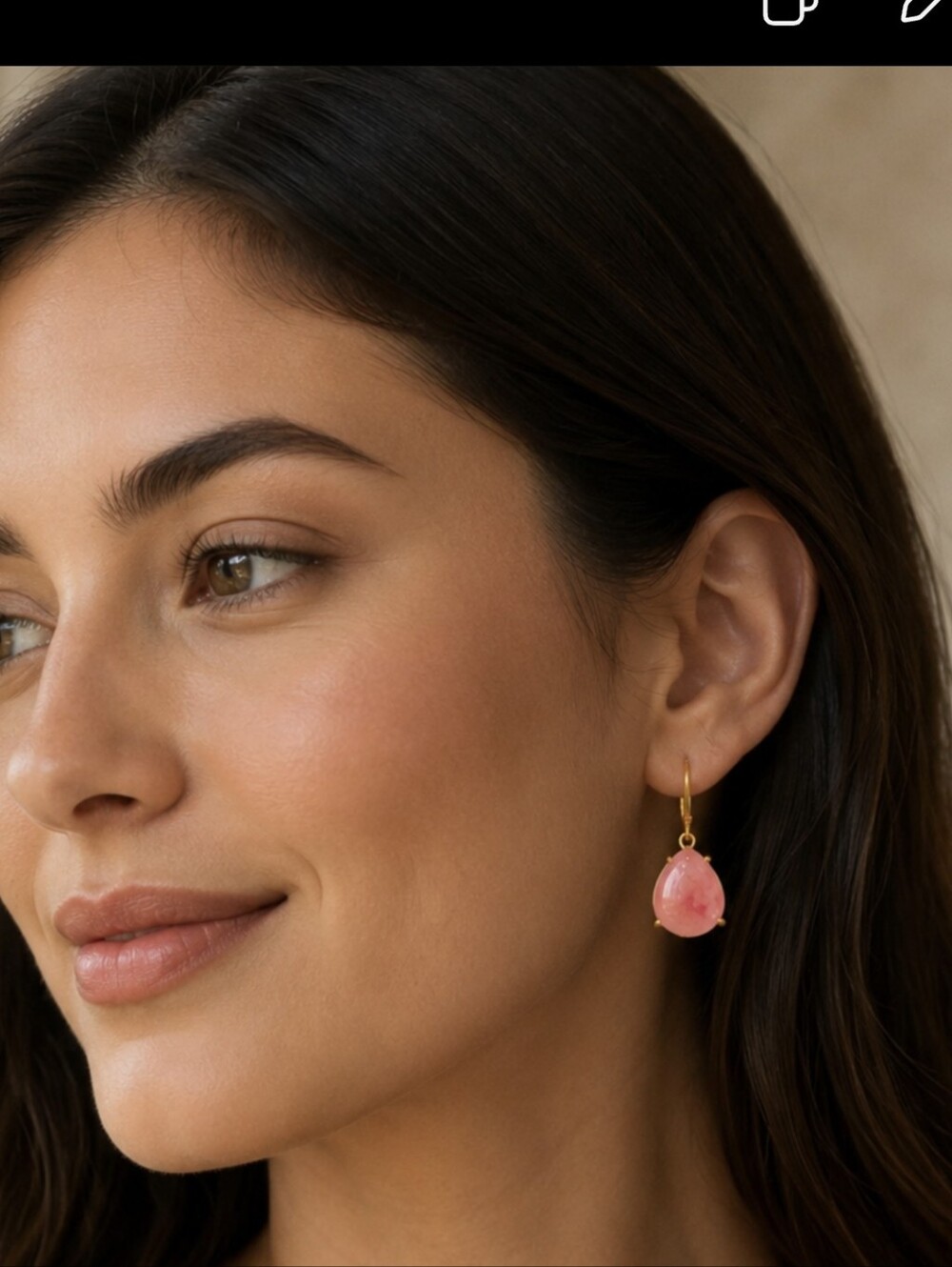 Gold-Plated Pink Teardrop Drop Earrings - Elegant Women’s Jewelry